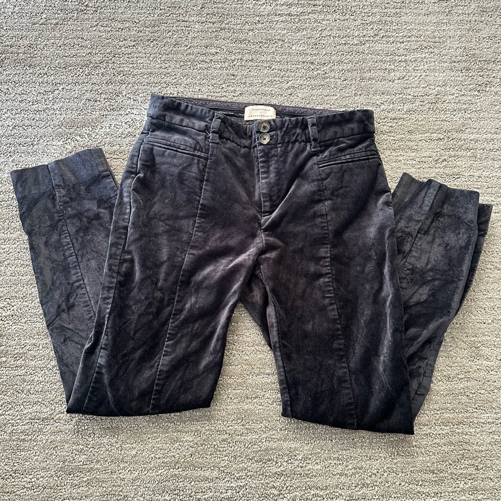 By Anthropologie The Essential Slim Velvet Straight Leg Pants Size 2